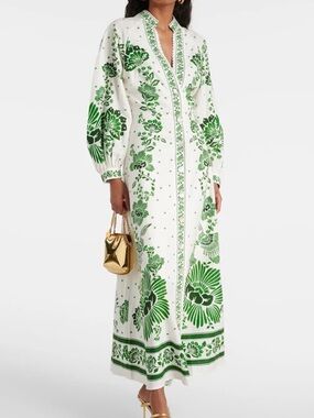 NWOT White and Green Floral Maxi Dress - Women